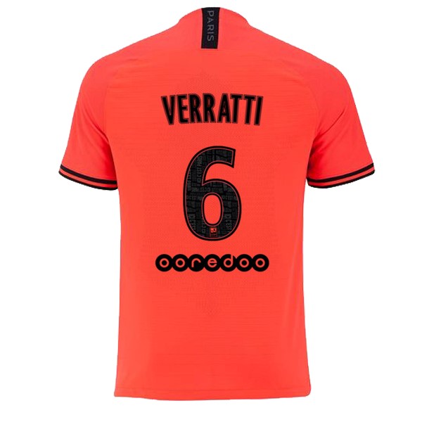 JORDAN Camiseta Paris Saint Germain NO.6 Verratti Segunda equipo 2019-20 Naranja